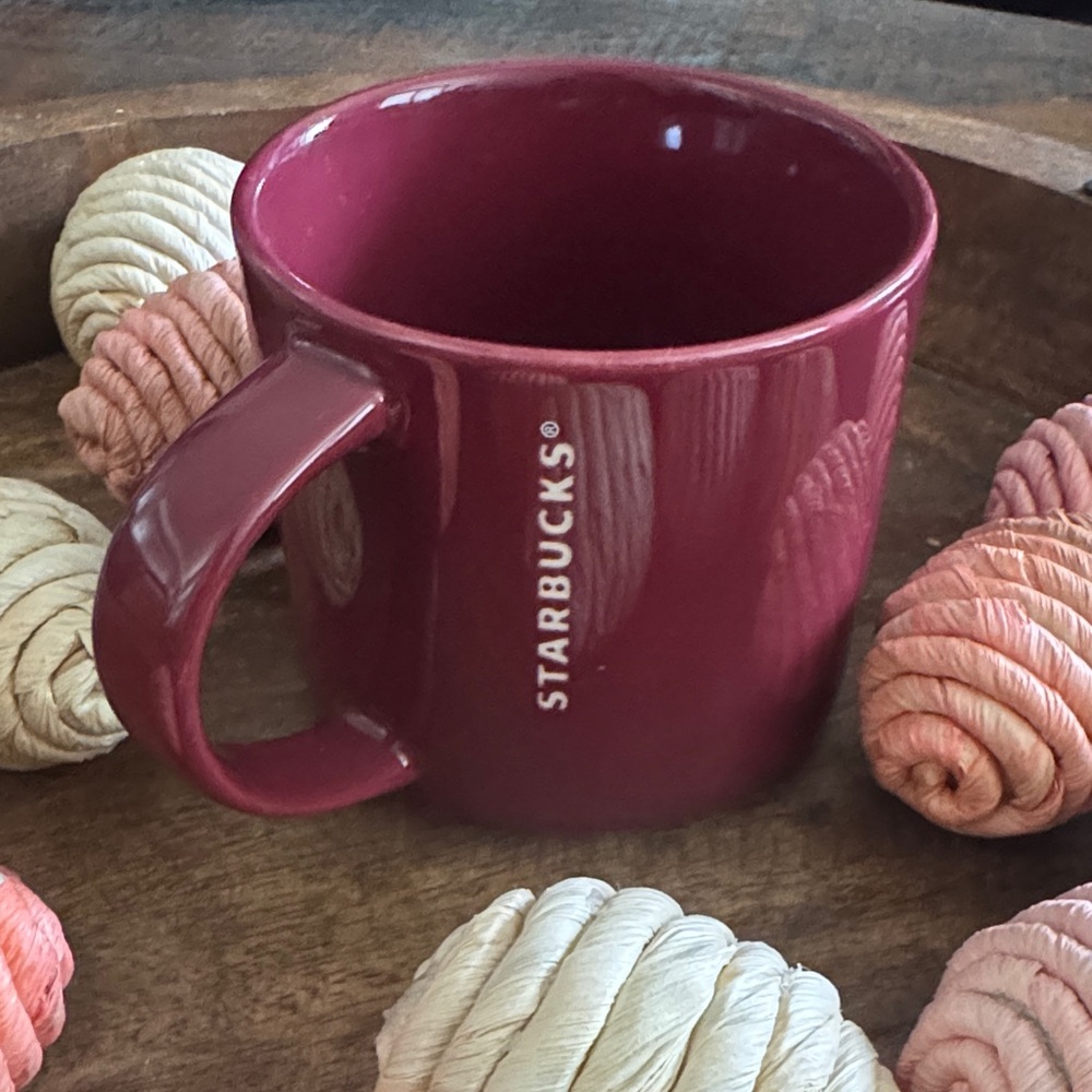 Starbucks Burgundy Ceramic Mug with Vertical Logo